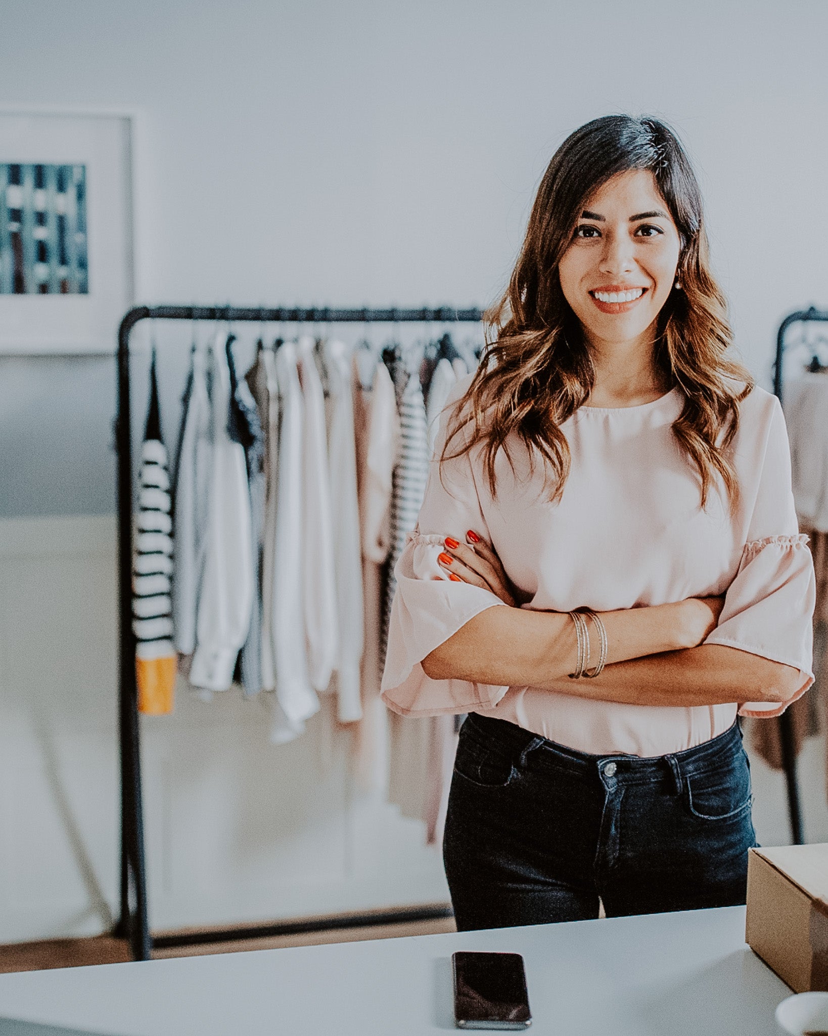 Female business owner reseller in office